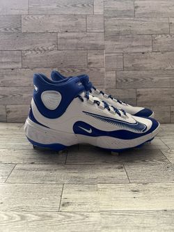 Nike Alpha Huarache Elite 4 Mid Men Sz 9.5 Baseball Cleats White Blue FD2744-104