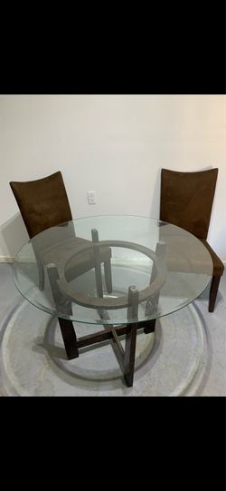 Round Glass Top Dining Table with 2 Chairs