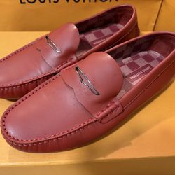 Very Nice Red Louis Vuitton Driving  Shoes. They’re authentic  & come With original box, dust bag and receipt 