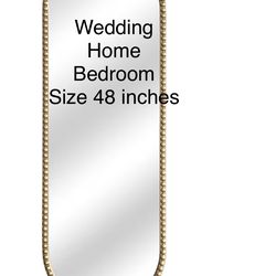 Beautiful New Antique beaded Mirror. For wedding bride reflection, bedroom, home 4 ft (48x16”)
