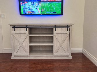 Farmhouse TV Stand with Sliding Barn Doors
