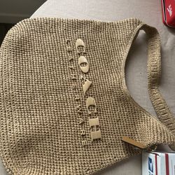 Coach Brooklyn Straw Shoulder Bag 
