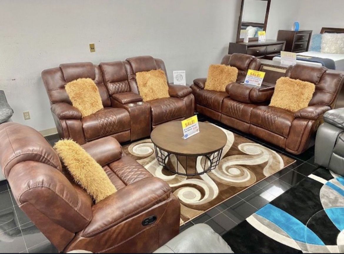 NEW COMFY RECLINING SANTIAGO SOFA LOVESEAT SET ON SALE NOW ONLY $999! 😍 SAME DAY DELIVERY 🚚 NO CREDIT NEEDED FINANCE AVAILABLE ☎️💰🤩
