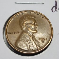 1931 S AU+ LINCOLN CENT KEY DATE 