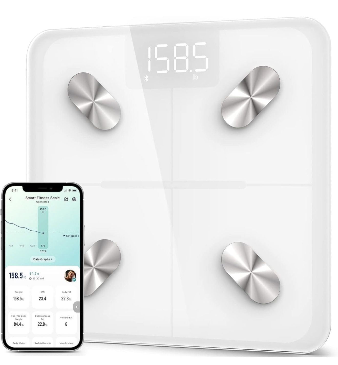 Etekcity Smart Scale [NEW] for Body Weight and Fat Percentage, Digital Bathroom Accurate Weighing Machine for People's BMI Muscle, Bluetooth Electroni