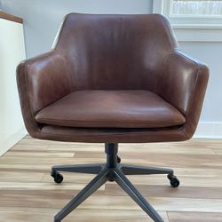 West Elm Helvetica Leather Swivel Office Chair