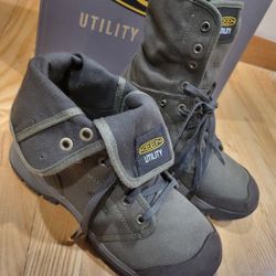 KEEN Utility Men's Roswell Mid Height Soft Toe CanvasWork Boots, Military Olive/Black Olive, Size 8 M