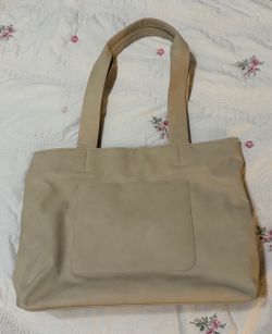 Tan Faux Leather Tote Bag