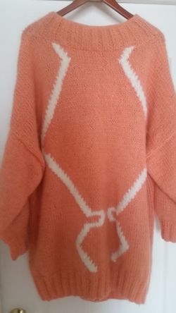 Orange Cardigan  Hand Made Size 2XL - 3XL