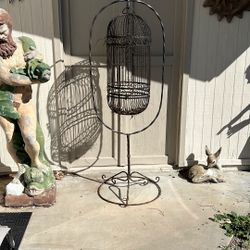 Old Victorian Style Wrought Iron Hanging Bird Cage