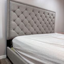 King Size Upholstered Bed Frame with Mattress – Excellent Condition 