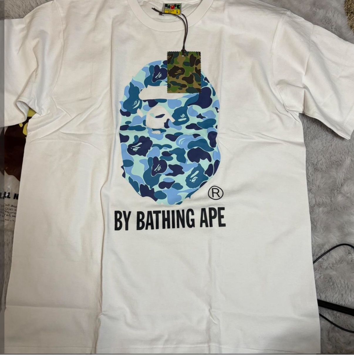 BAPE ABC Camo Ape Head T-shirt White Blue | A Bathing Ape Size L