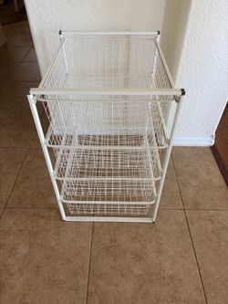 IKEA White Wire 4 Basket Storage Unit