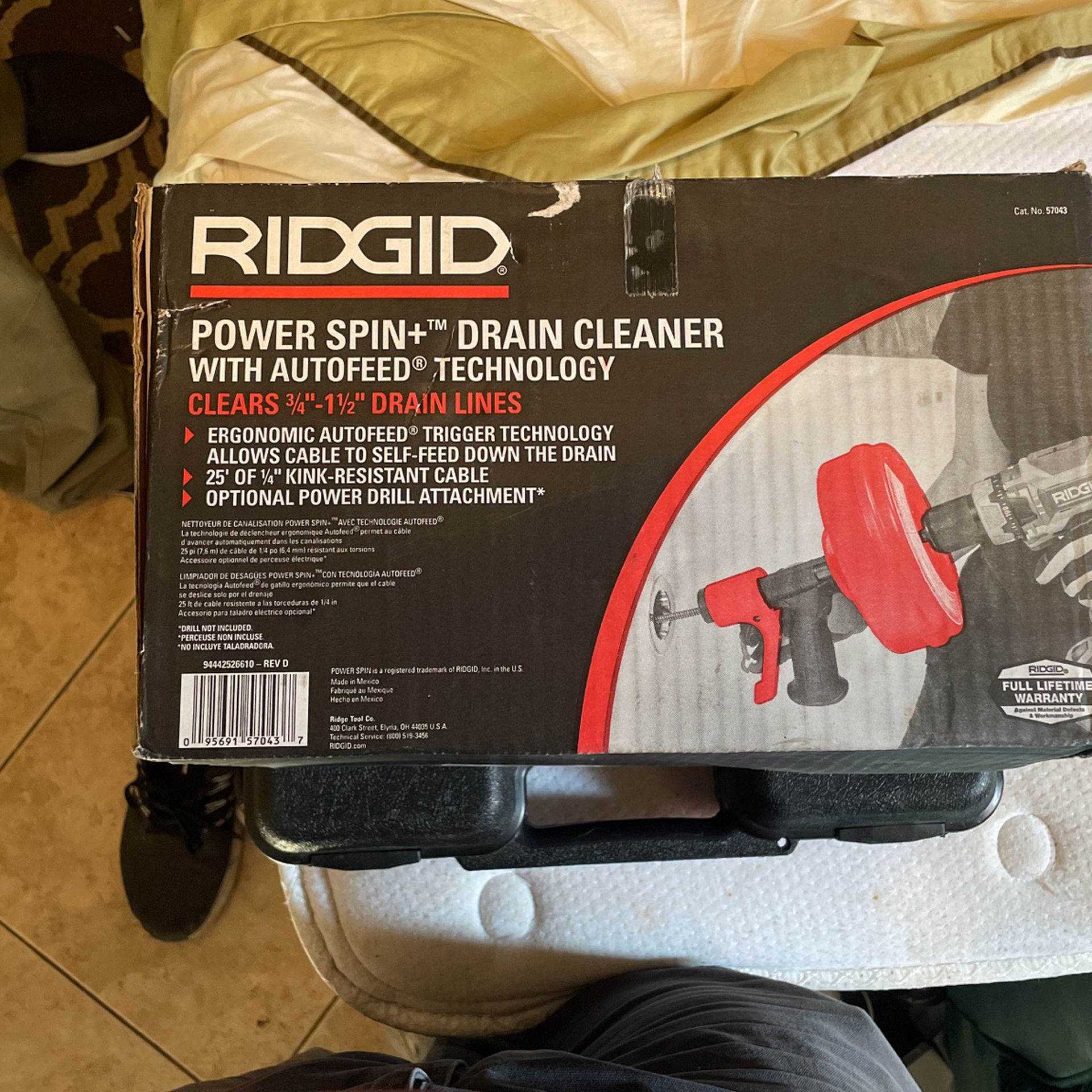 Ridgid Power Spin Drain Auger 57043