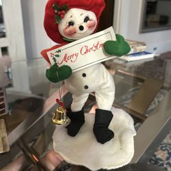 AnnaLee Mobilitee Doll Vintage 1996 Christmas Caroling Snowman Woman