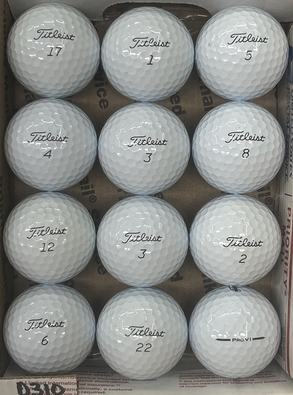 12 (2025) Titleist Pro V1 White Golf Balls 5/4a Lot D310
