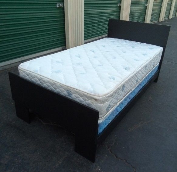 TWIN BED FRAME WITH BOX SPRING AND MATTRESS