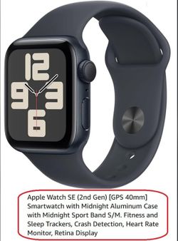 Apple Watch SE (2nd Gen) with Tempered Glass & Case Protection - GPS 40mm – Midnight Aluminum