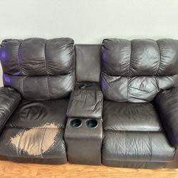 Brown Leather Sofa & Loveseat Set – Power Recliners – $100 OBO