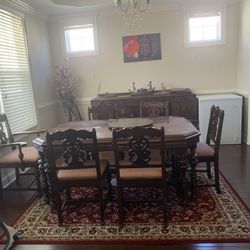 Dinning set (with 6 Chairs, Table, Hutch & Buffet)