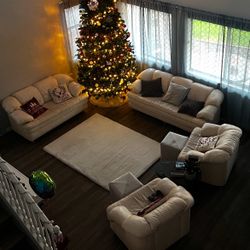 Sofa, Love Seat, 2 Matching Chairs. Genuine Leather.