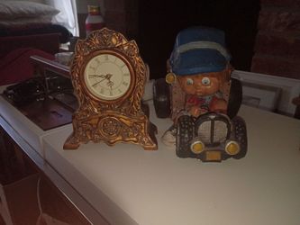 Vintage Ornate Mantel Clock and Boy Figurine Set