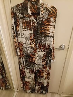 Jolie & Joy Animal Print Maxi Shirt Dress size 1X