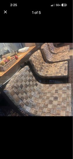 Woven Rattan Counter Chairs Set of 4