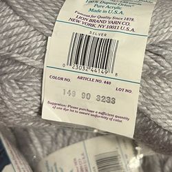 9 Skeins Acrylic Yarn Silver