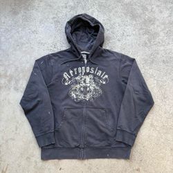 Vintage Y2K Distressed AEROPOSTALE FULL Zip Hoodie Sz XL