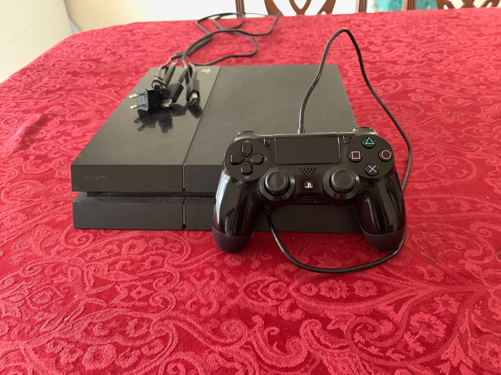 PS4 500 GB Console with HDMI, Power Cord, Charger, and Controller