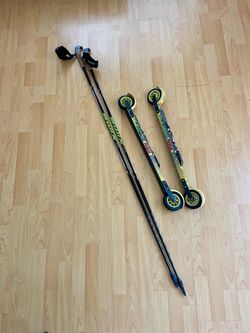 Marwe Roller Skis and Swix 145cm Poles