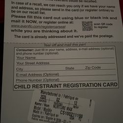 Rear Infant Car seat 