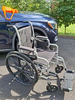 16" Drive Medical Poly-Fly 2 in 1 Transport Chair / Wheelchair+ Leg Rests