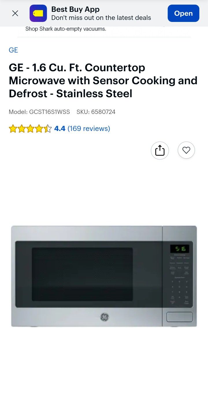 Open Box - GE - 1.6 Cu Ft. Countertop Microware With Sensor Cooking - Stainless Steel 