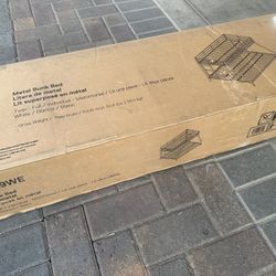 NEW IN BOX Mainstays Small Space Junior Twin over Full Low Profile Metal Bunk Bed, White