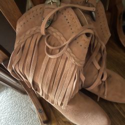 Very Volatile Fringe Cowgirl Boots Tan Size 7