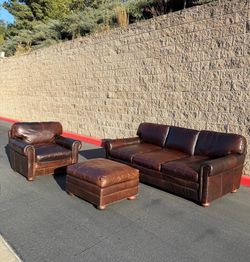 Restoration Hardware Leather Lancaster Set