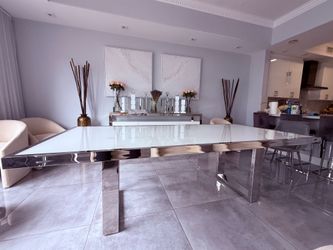 White Rectangular Dining Table