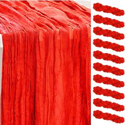 10 Pack Red Cheesecloth Table Runner 35x120 Inch 10Ft Rustic Gauze Cheese Cloth Table Runner Sheer