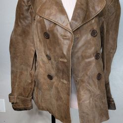 New York & Company Leather Jacket Womens Sz large Brown