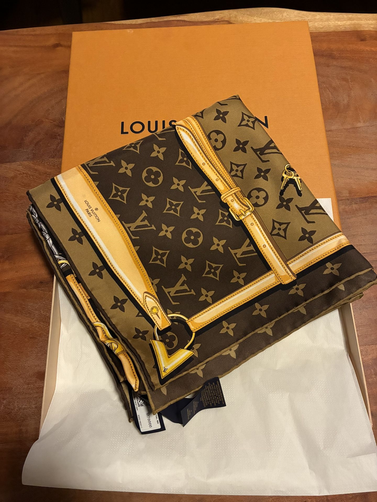 Brand New: Louis Vuitton Monogram Confidential Square Scarf