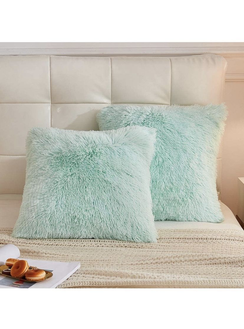 Mint Green Furry Pillows