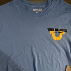 True Religion Scatter Ray Tee Buddha Graphic Long sleeve T-Shirt (M, Blue)