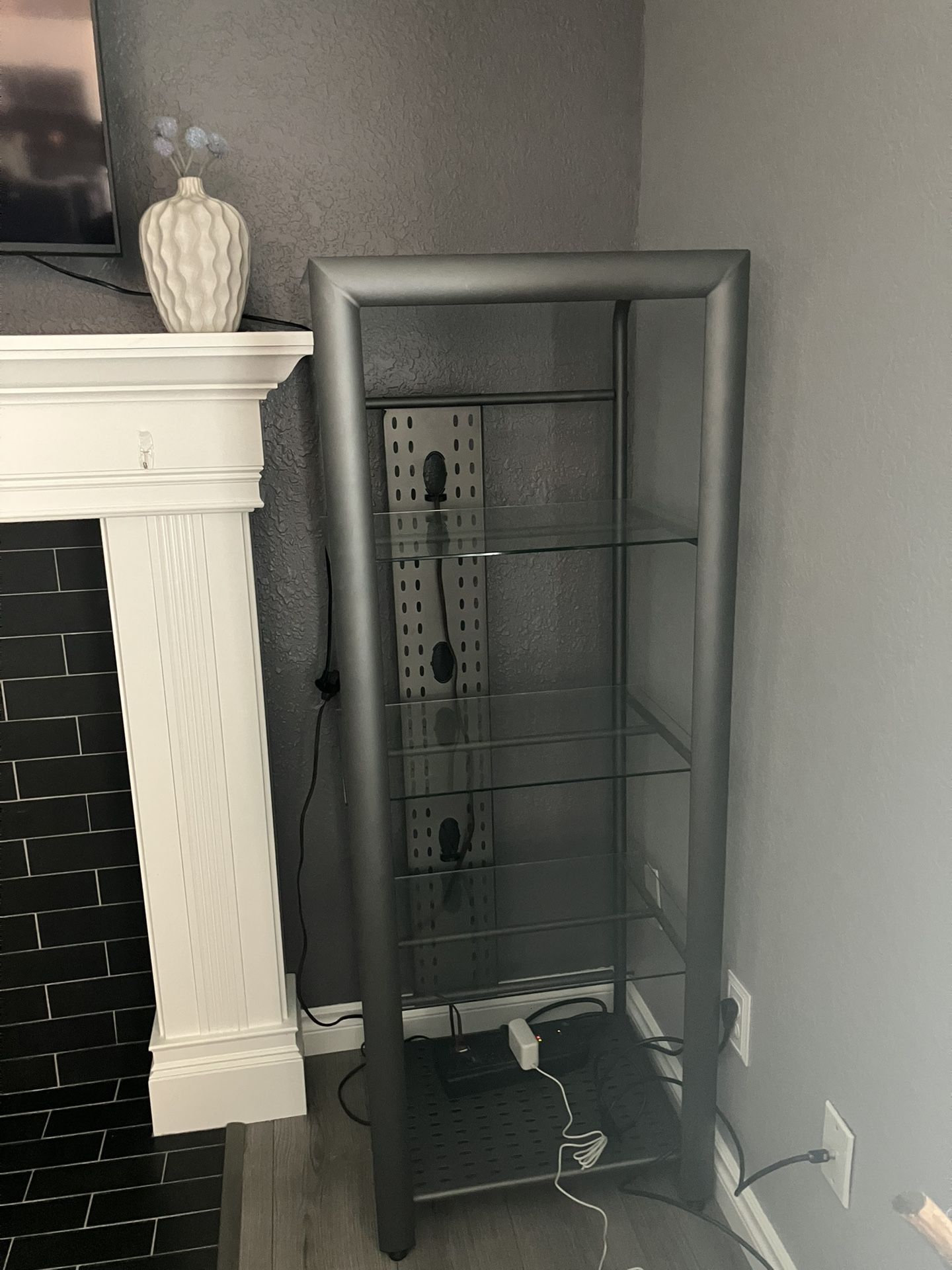 Tall Entertainment Center Book Shelf Detachable Cord Holder