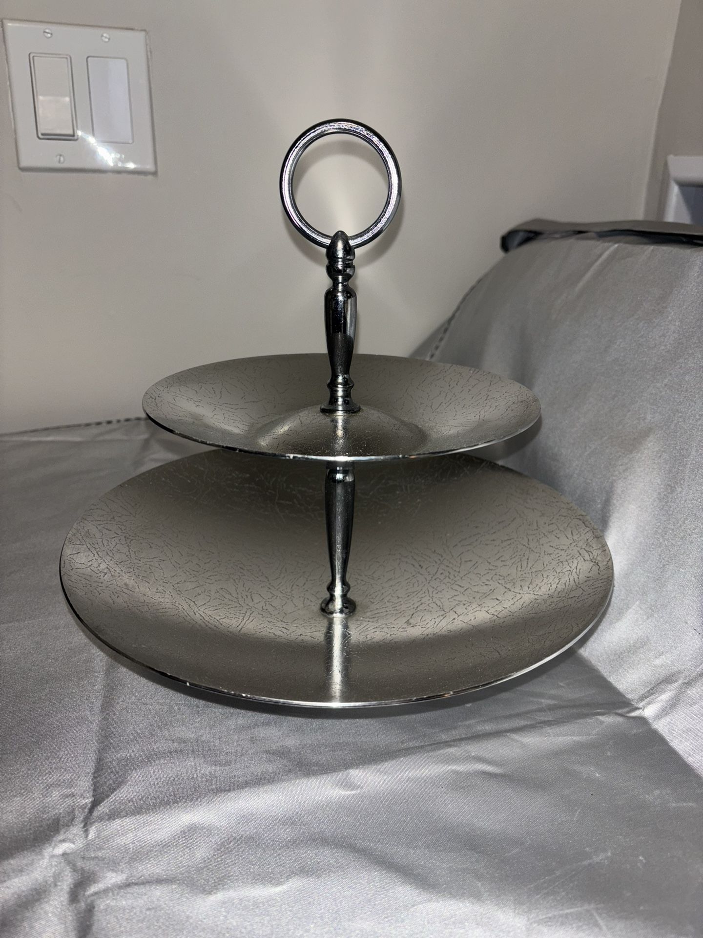 Silver 2-Tier Serving Stand