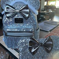 Loungefly Disney Silver Sequin Backpack