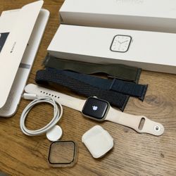    45MM Apple iWatch Series 7 w/ Sport Band White  Apple Watch
