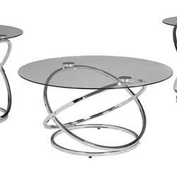 3pc Silver glas tables