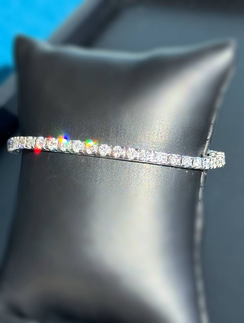 14K White Gold 5CTW Natural Diamond Tennis Bracelet 7” 3mm 15.4 grams